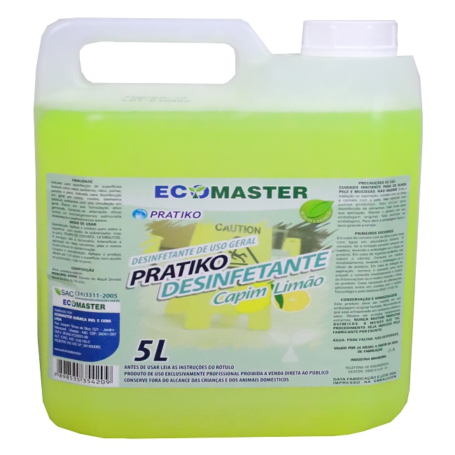 Ecomaster Pratiko Desinfetante Capim Limão 5L
