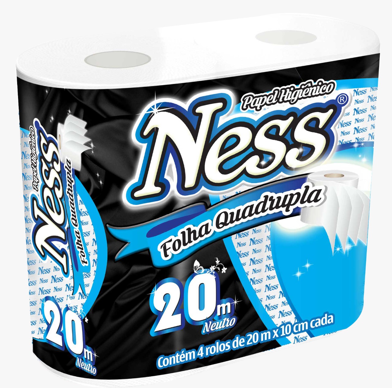 Papel Higiênico Folha Quadrupla Ness 20M com 64 Rolos