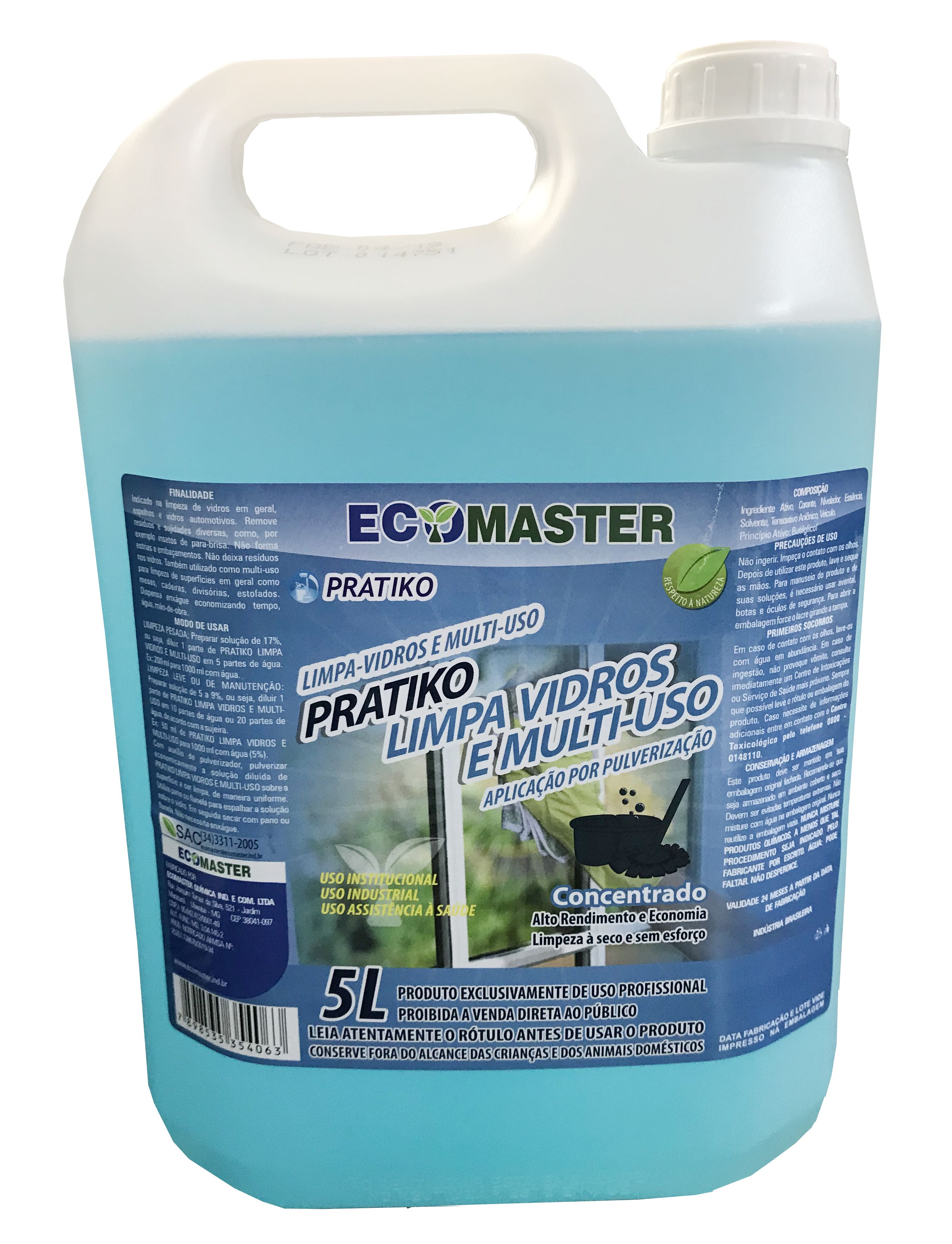 Ecomaster Pratiko Multiuso e Limpa Vidro 5L