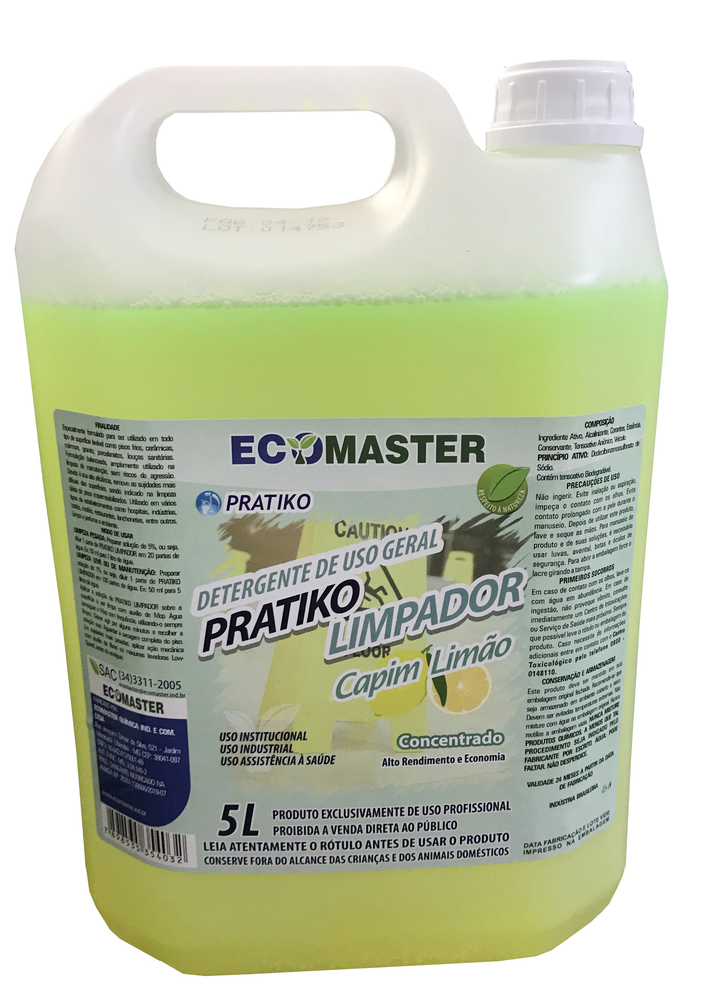 Ecomaster Pratiko Limpador Capim Limão 5L
